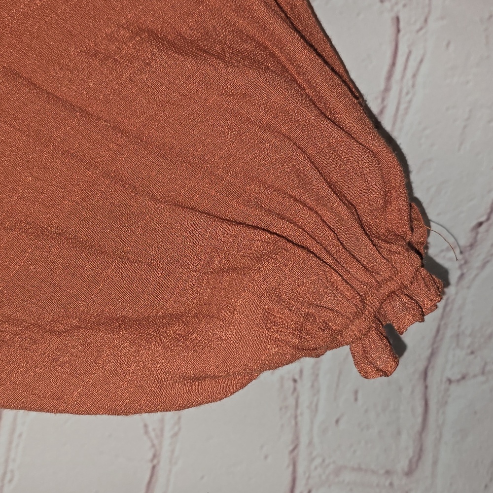 Mustard Seed Terracotta Puff Sleeves Mini Dress Cotton/Polyester Womens Size L - Picture 4 of 16
